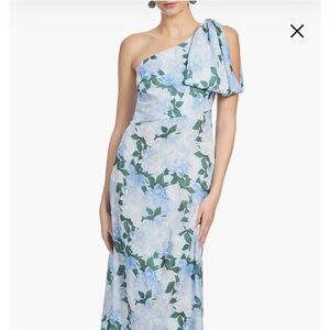 Sachin + Babi Blue Floral One-Shoulder Dress